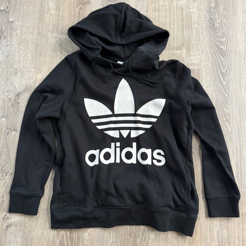 Adidas Black Pullover with White Trefoil